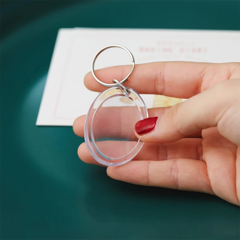 Blank Photo Frame Keychain Clear Acrylic Keyring Insert Photo Split Key Pendant DIY Key Holder Couple Anniversary Gifts 5pcs