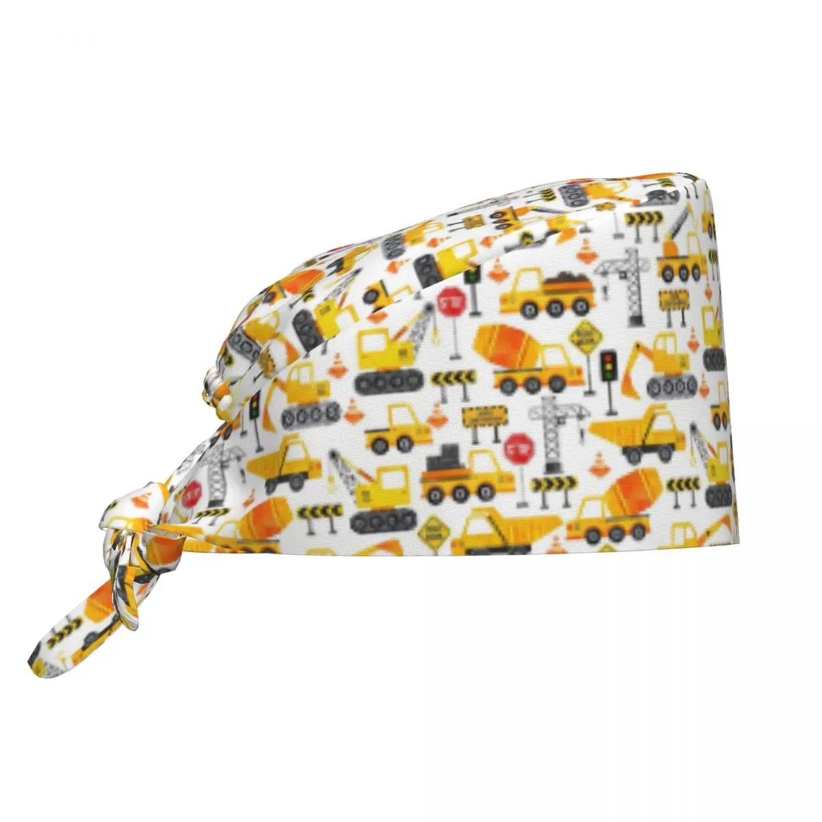 Road Work Watercolor Construction Vehicles Scrub Hat Doctor Working Surgical Cap Men Women Adjustable Nursing Caps for Dentist