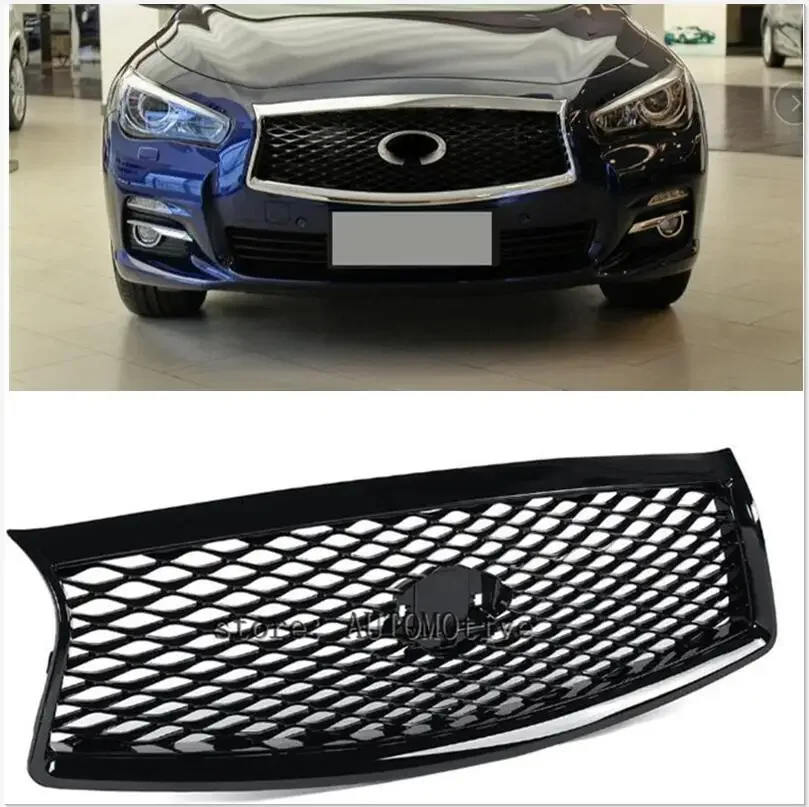 

2014 2015 2016 2017 Racing Grills For Infiniti Q50 Q50S All Models Gloss Black Front Grille Car Upper Bumper Hood Mesh Grid Kit