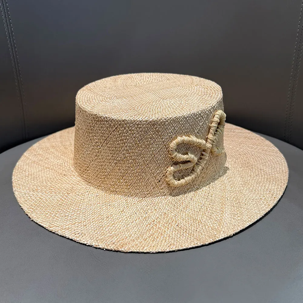 

2026 Новая летняя шляпа-катер из натуральной соломы с широкими полями ручной работы, высококачественная шляпа-катер для женщин, шляпа от солнца Sombrero Mujer Playa Boater Hat