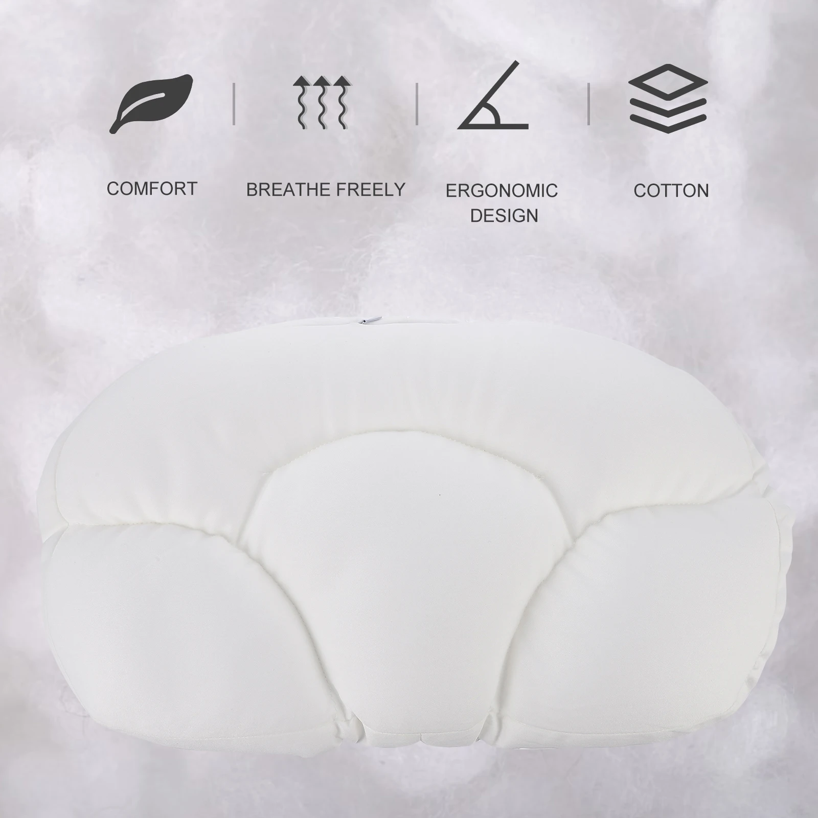 

White Memory Foam Sleep Aid Pillow for Cervical Support Lumbar Cotton Particle Cushion Lightweight Travel Airplane Camping