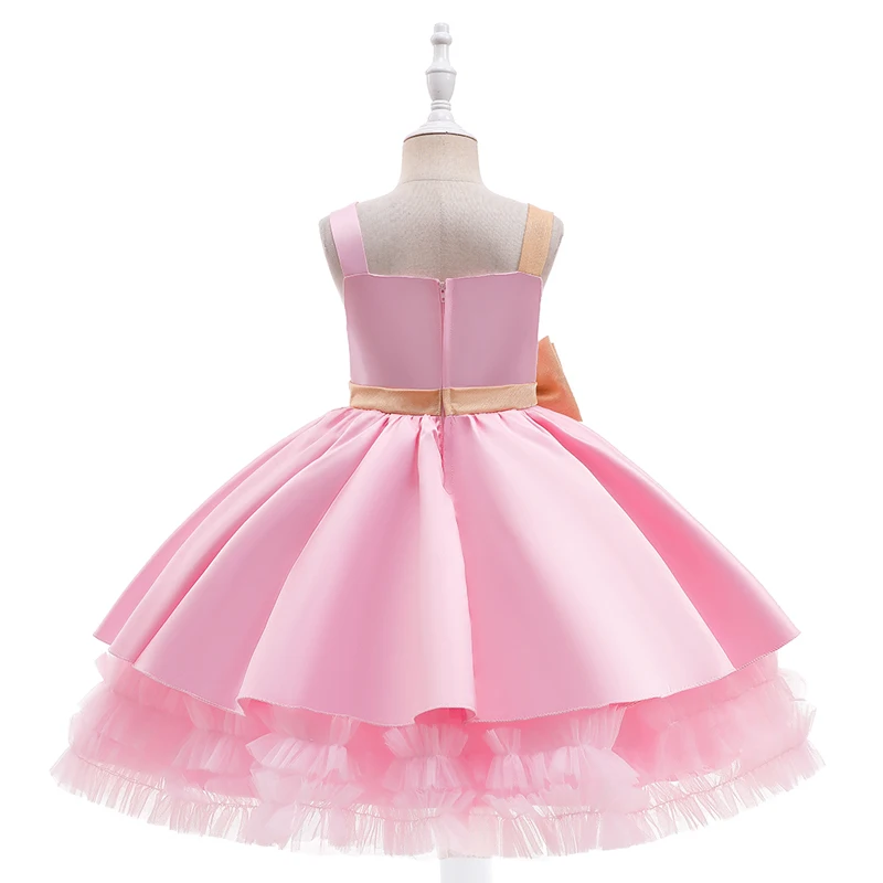 New Formal Kids Birthday Dress For Girl Children Costume Bow Princess Dresses Vestido Flower Girls Wedding Clothes 2-6 Year