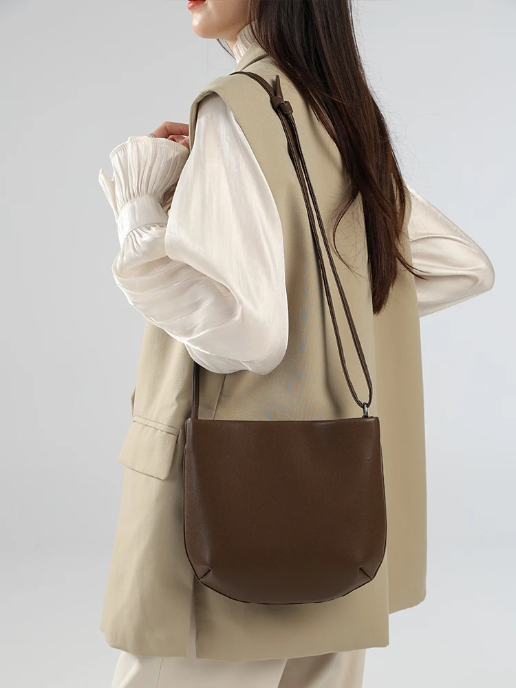 

Women Casual Natural Cow Leather Shoulder Bags Ladies Retro Real Cowhide Crossbody Bag Female Luxury Commute Soft Handbags Lady