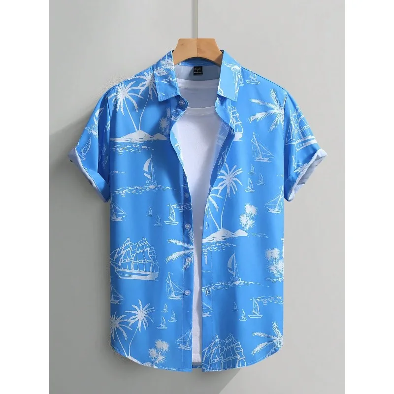 

Men's Hawaiian Shirt for Pool Parties, Cruises Tropical Getaways Relax in Island Style - Lightweight Quick-Dry