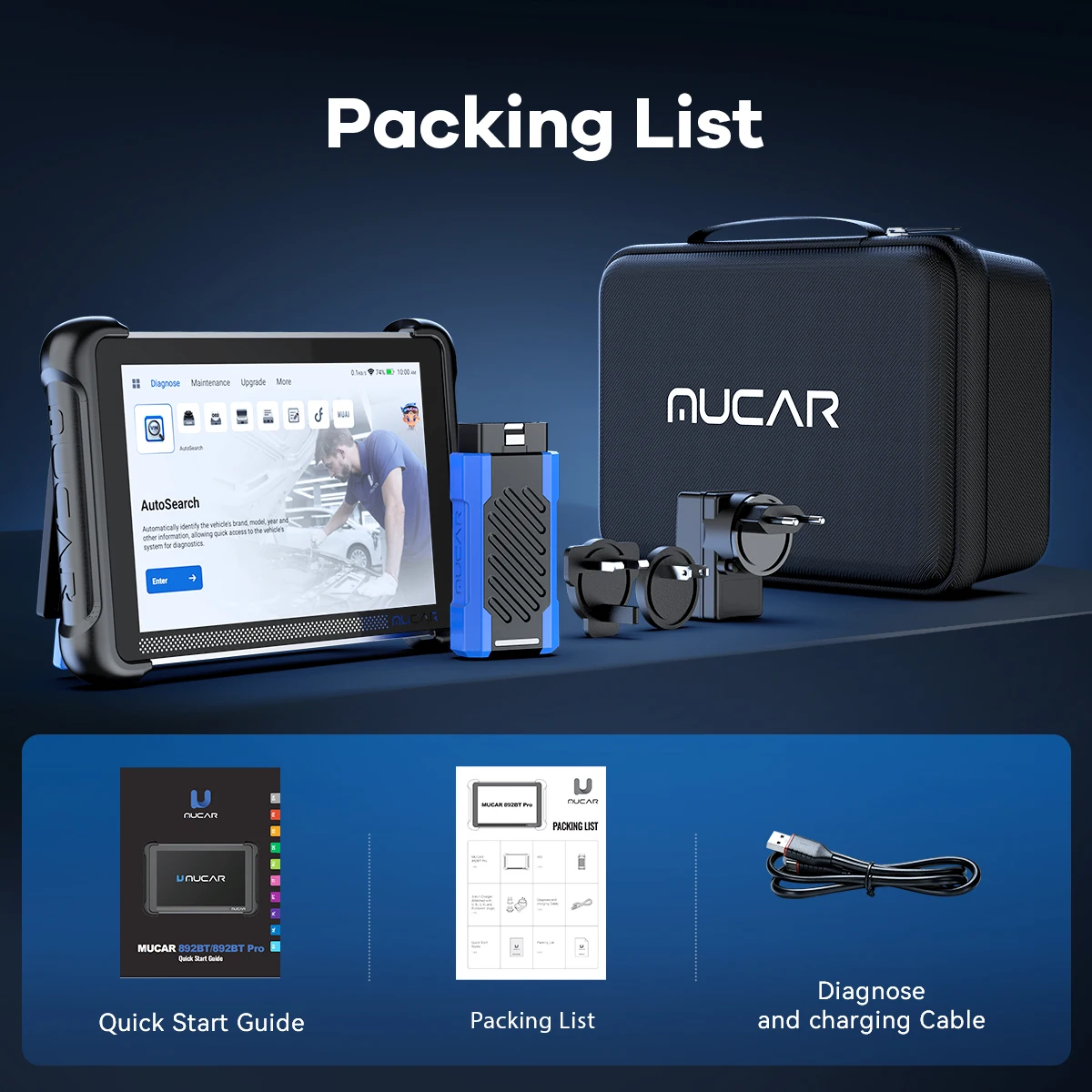 MUCAR 892BT PRO Car Diagnostics Tools Topology Graph J2534 DOIP CANFD ECU Coding 35 Reset Bidirectional Auto OBD2 Scanner