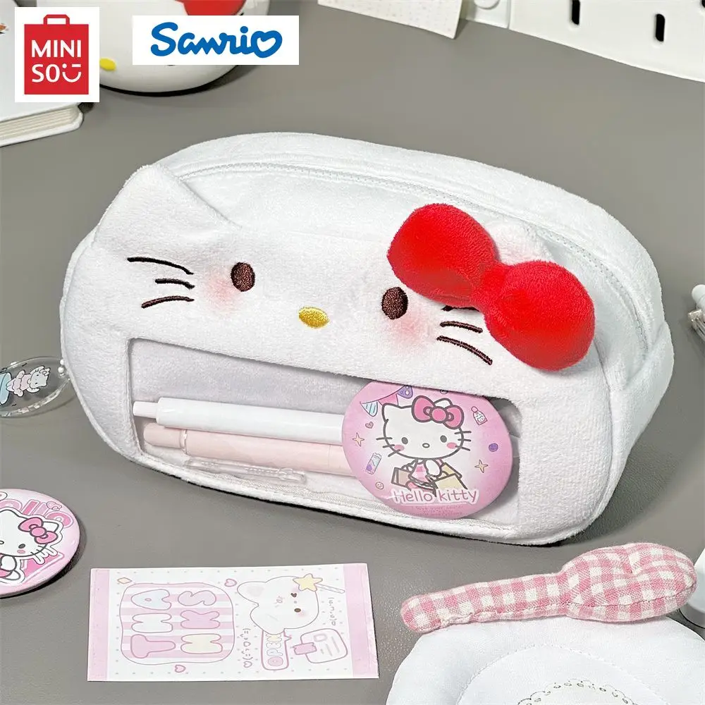 

Miniso Sanrio Cute Pen Bag Cartoon Hello Kitty Pen Bag Plush Cute Stationery Large Capacity Girl Ins Kawaii Korean Stationery