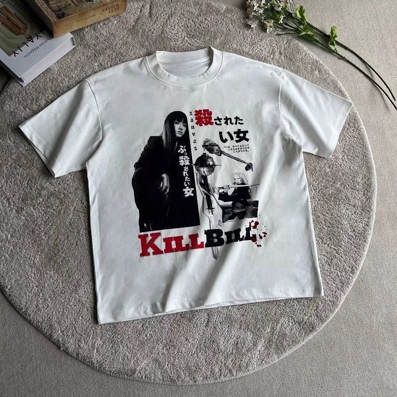 American High Street T-shirt Trendy Brand with Printed Design, Pure Cotton, Men's and Women's, Niche Short-sleeved Shirts