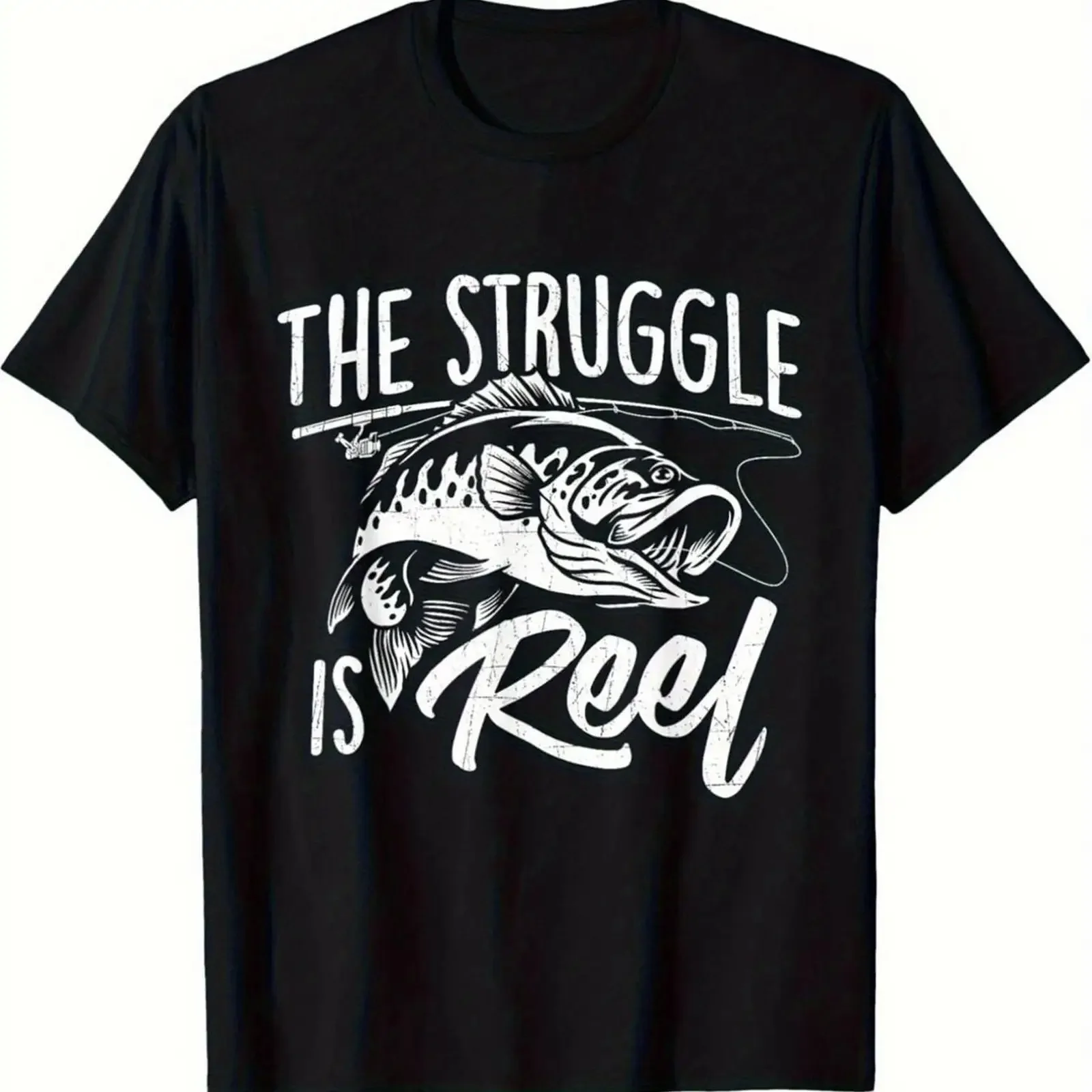 The Struggle Is Reel Funny Fishing T Shirt Angler Humor Fisherman vintage Washed Stylish Versatile Comfortable Soft