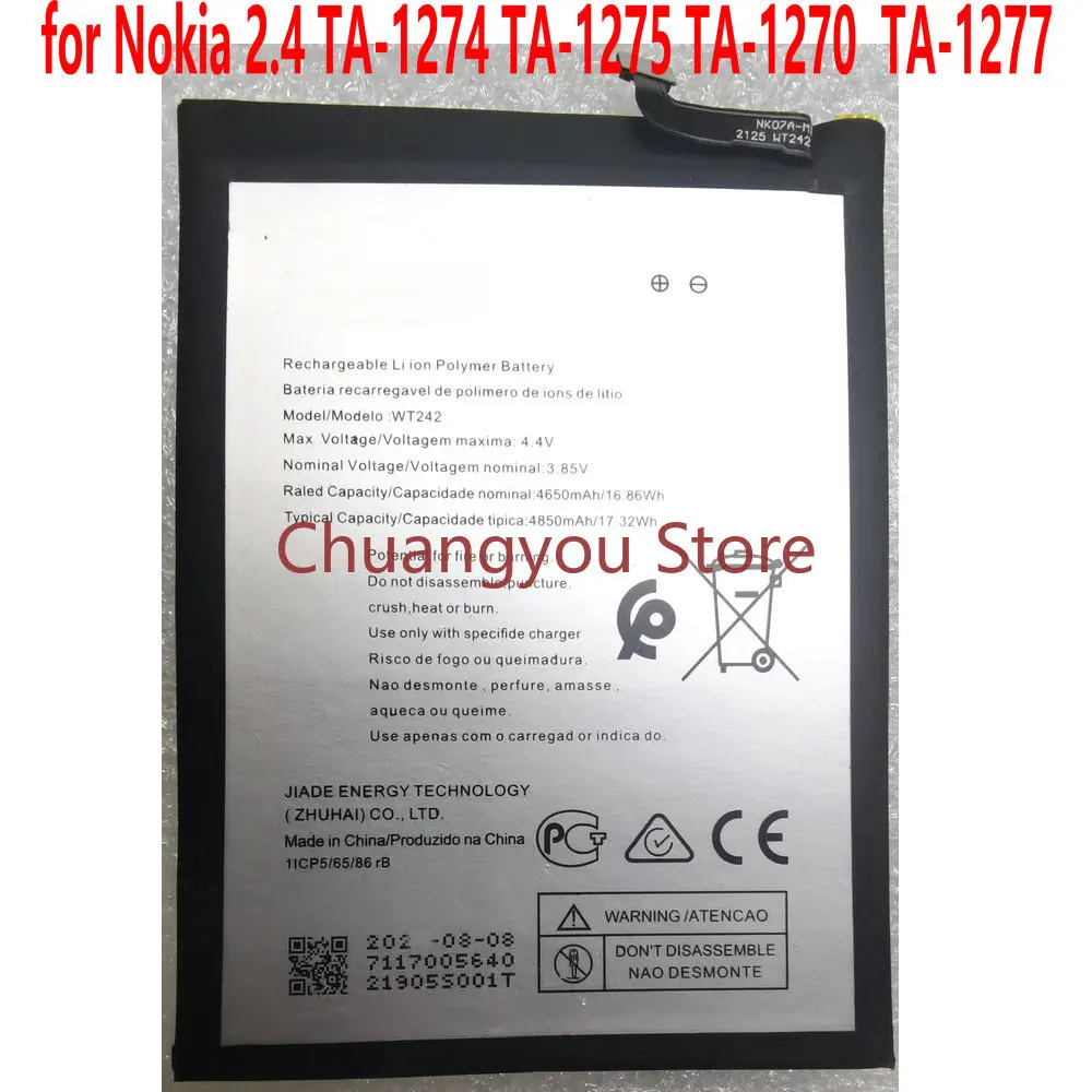 

3.85V 4850mAh WT242 Replacement Battery for Nokia 2.4 TA-1274 TA-1275 TA-1270 TA-1277 Mobile Phone