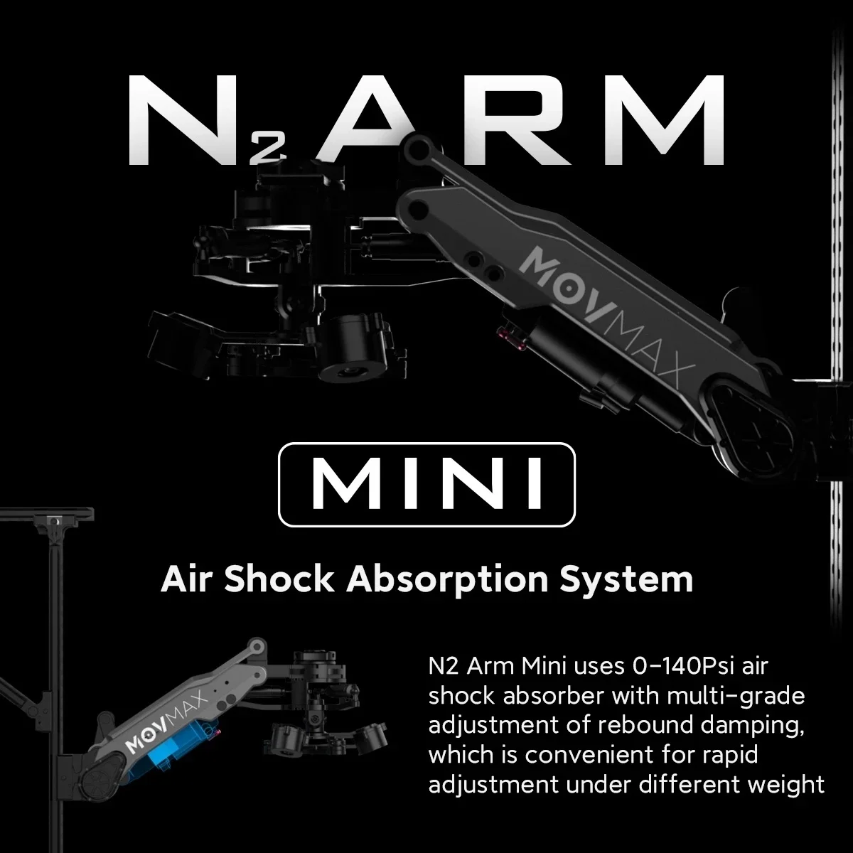 MOVMAX N2 Air Arm Mini Kit Camera Shock Absorbing Arm Damping Arm with Car Mount Support System for DJI RS2 GIMBAL STABILIZER