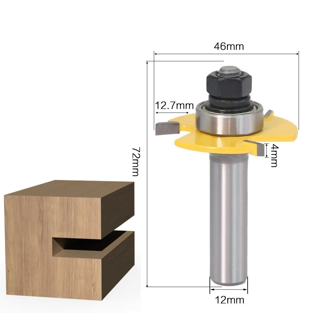 Fräsen Cutter T Slot Groove Gemeinsame Montage Router Bit 6mm/8mm/12mm 1/4 ″ 1/2 ″Shank 3 Flöte Holz Fräsen Werkzeug – Detail 5