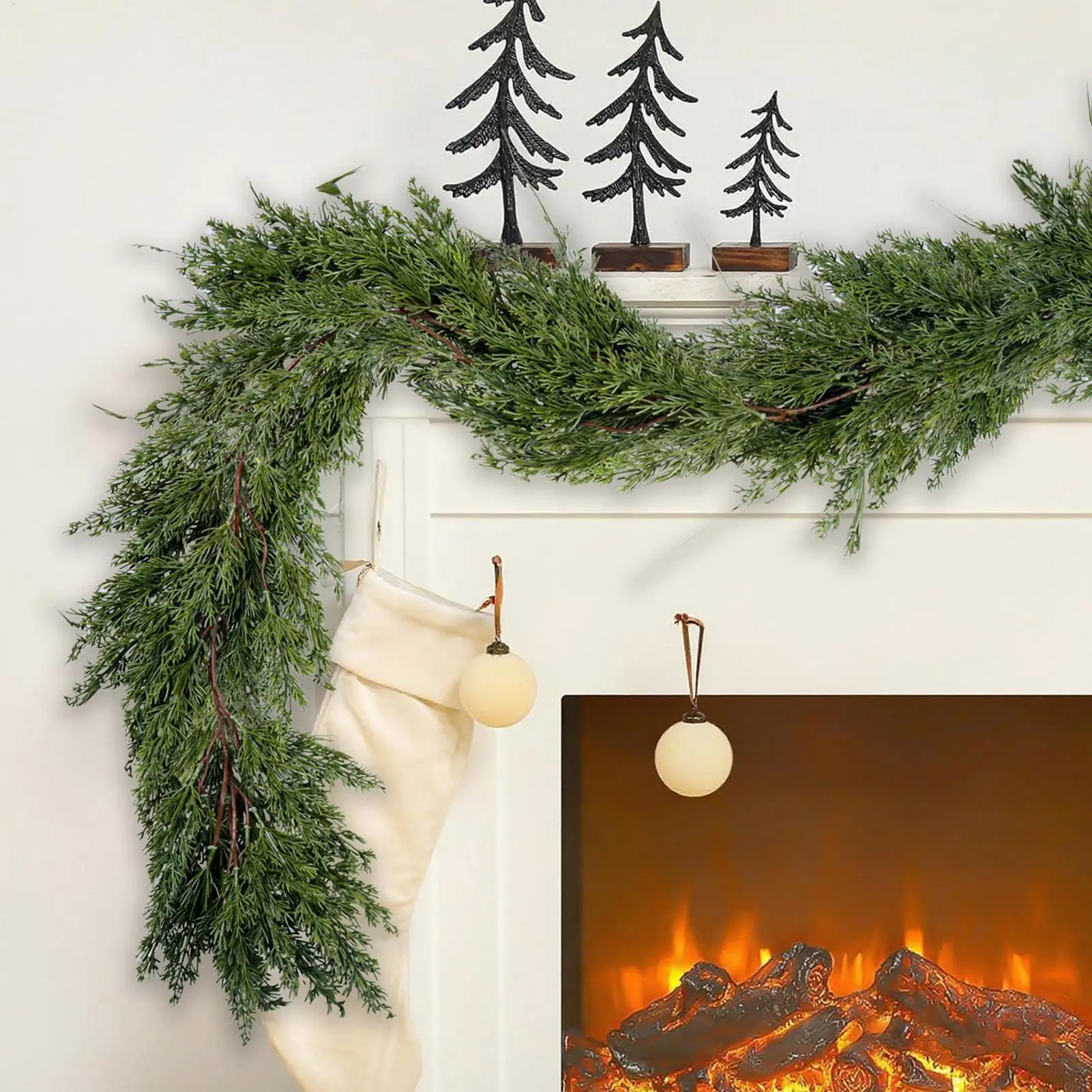 

6,5 футов/198 см искусственная реалистичная рождественская гирлянда открытый домашний декор для внутреннего стола, окна, патио, двора, вечеринки, фестиваля