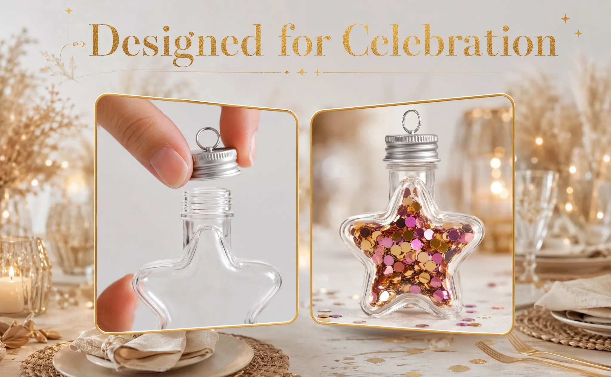 10Pcs Transparent Star Shape Empty Candy Bottles with Caps Portable Leak Proof Snack Juice Milk Tea Storage for Xmas Tree