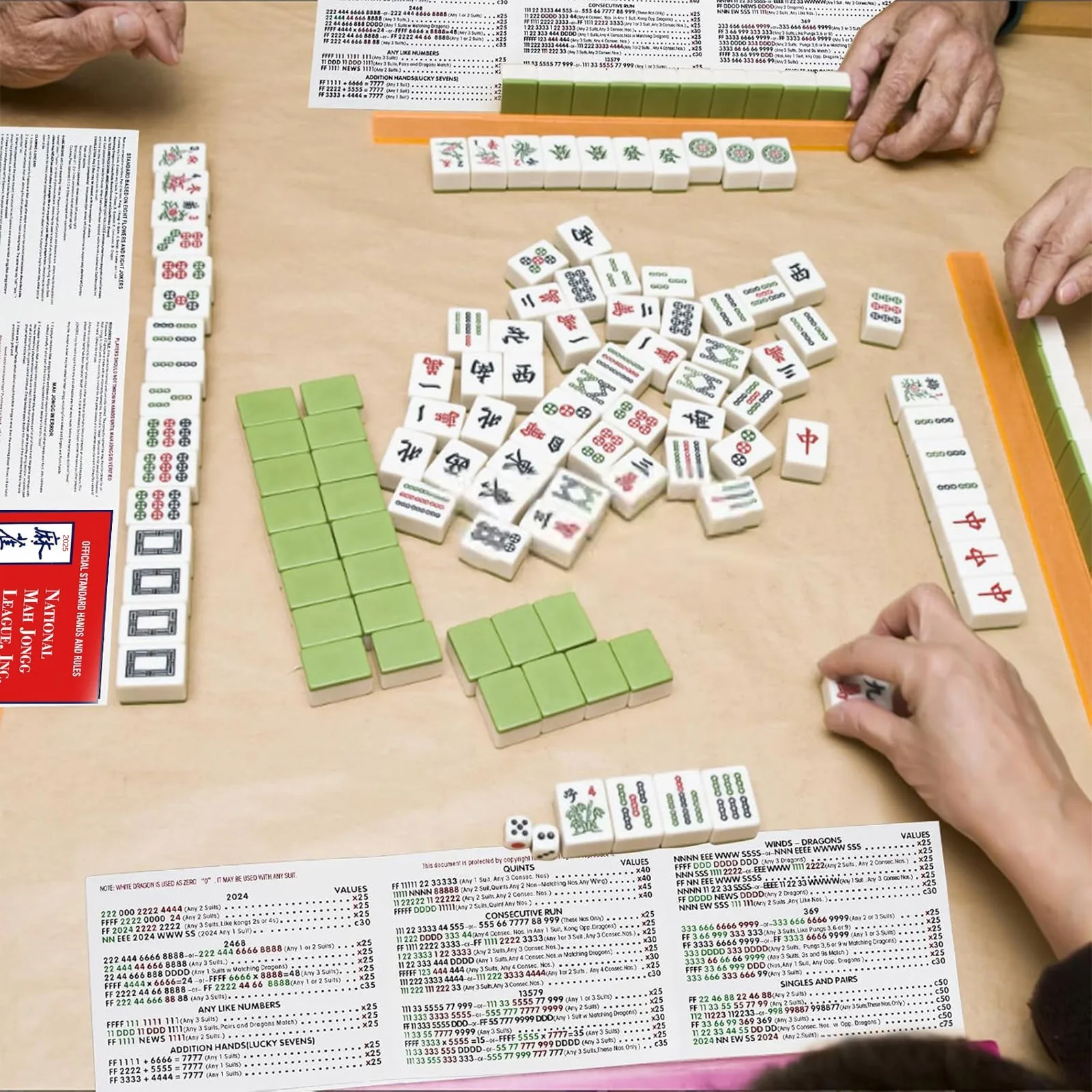 2025 tarjetas de Mahjong, tarjetas de Mahjong, manos y reglas estándar oficiales, tarjetas de Mahjong 2023, puntuación de Mahjong con estampado grande con amigo