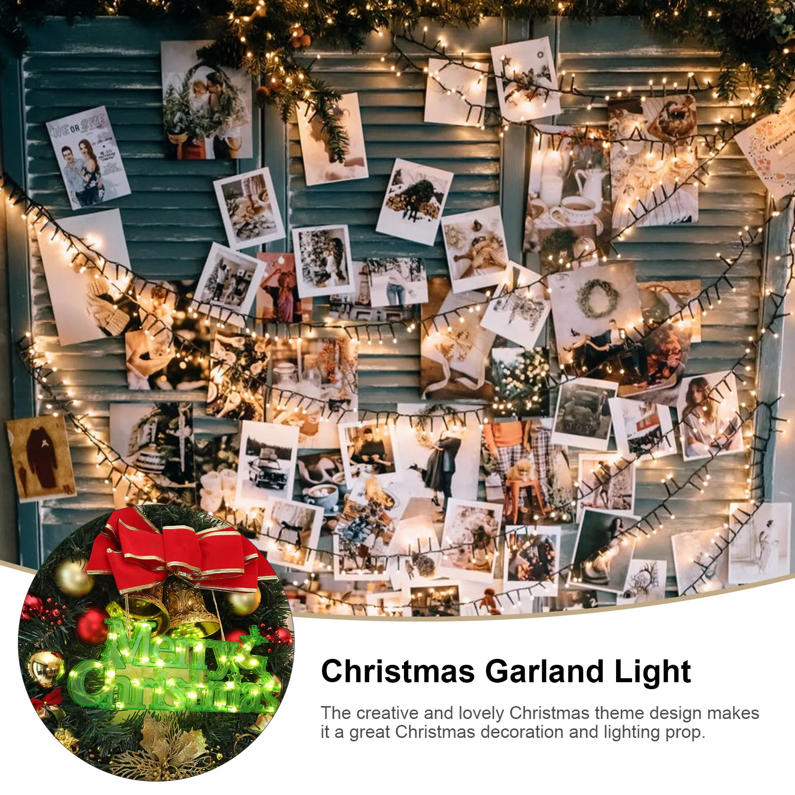 Merry Christmas Letter Light Board Creative Hanging Rope Design Lightweight Christmas Decorative Atmosphere Light Garland