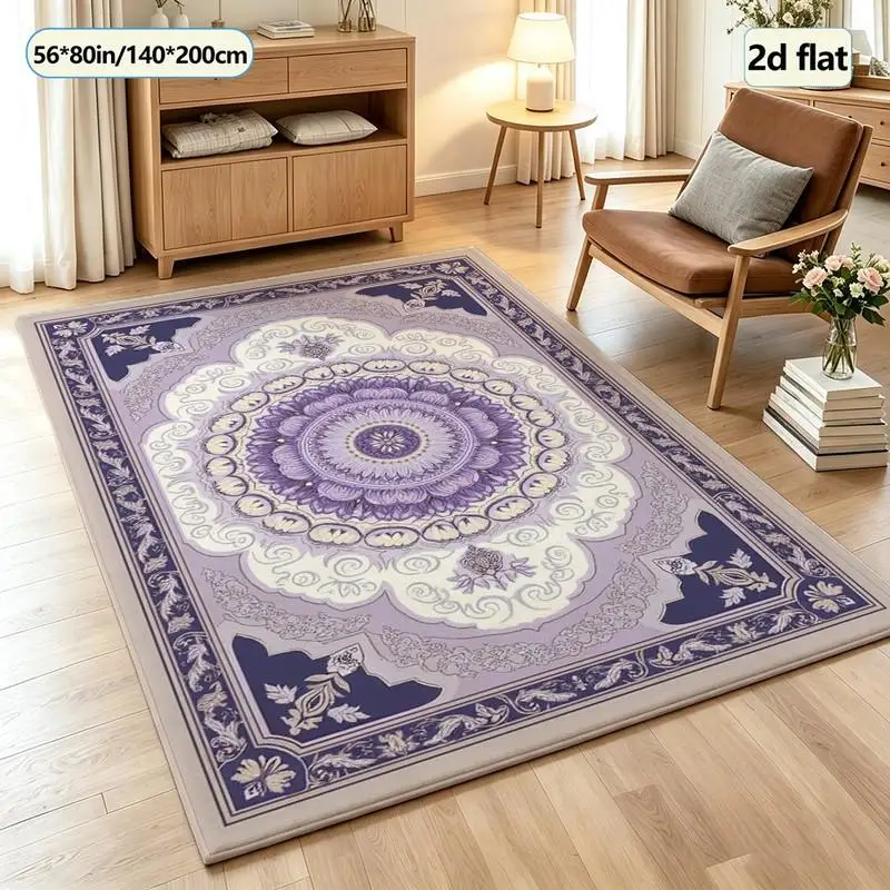Luxury Mandala Pattern Square Carpet Soft Non-Slip Carpet Home Bedroom Living Room Decorative Carpet