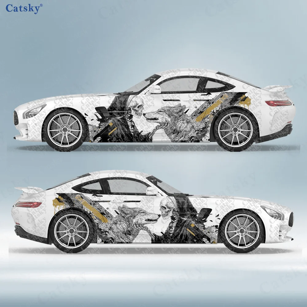 2pcs Nun and Wolf Car Side Sticker, Self-Adhesive PVC Waterproof & Scratch-Resistant Decal, Car Accessory & Gift.car vinyl wraps