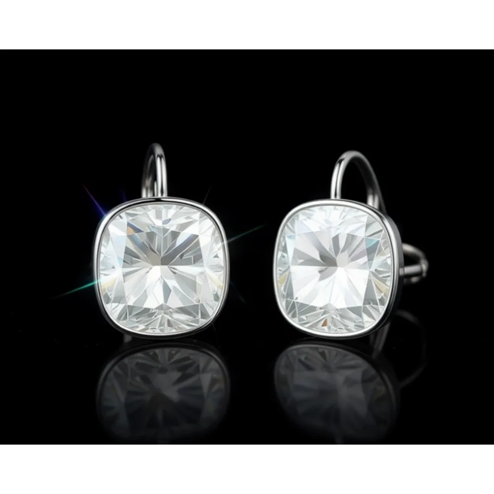 

Серьги-подвески с кристаллами, покрытие из белого золота 18 карат, гипоаллергенные украшения для женщин