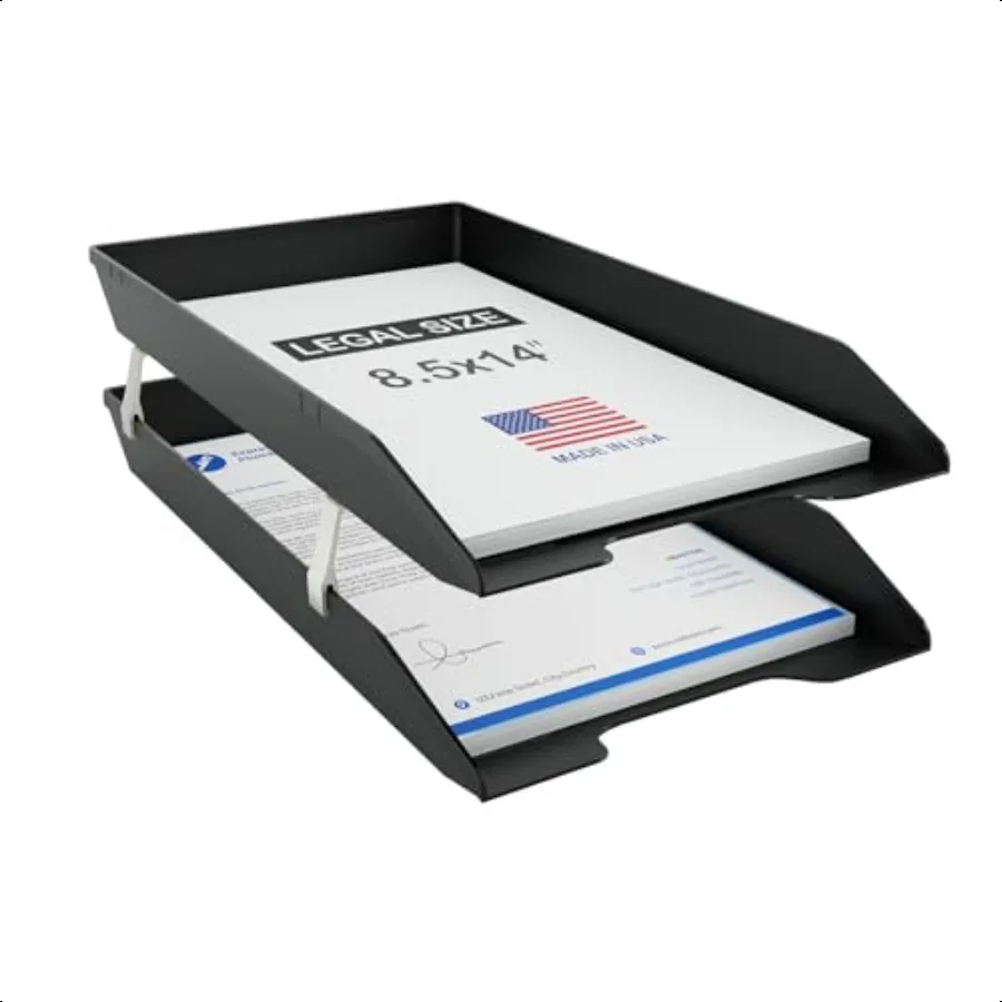 

Acrimet 2 Tier Legal Letter Tray Facility Front Load Legal Size (Plastic) (Black Color) Made in USA