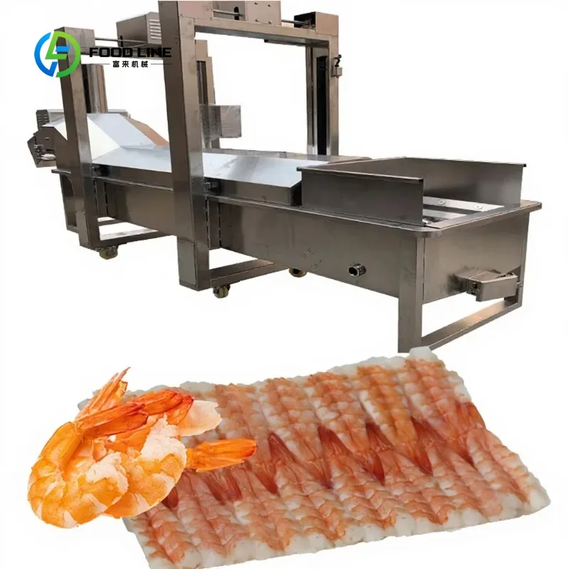 Customized Energy Saving Automatic Cutter Sushi Shrimp Production Line Food Processor Prawn Cooker 500-600KG/H Capacity