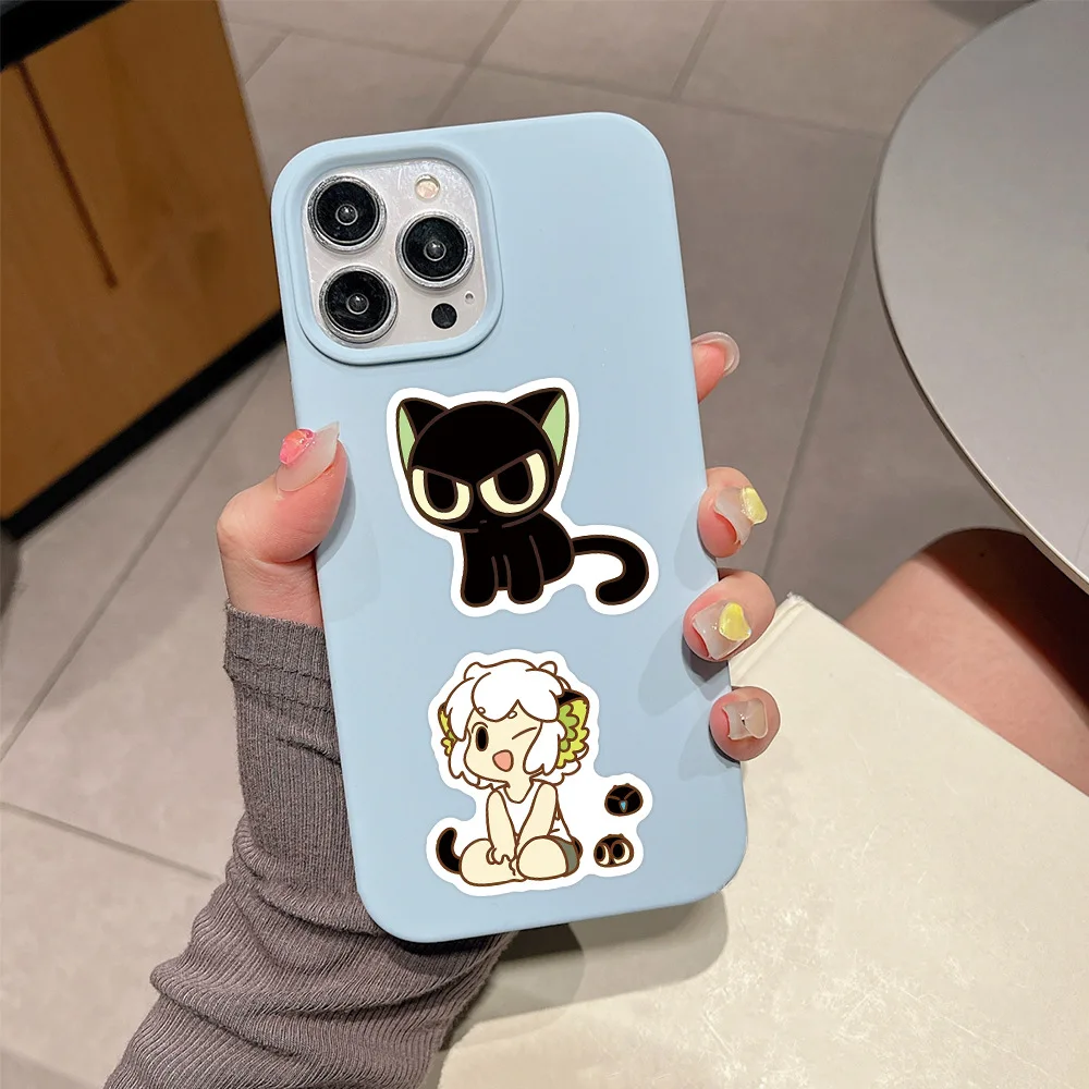 60PCS A Lenda de Hei ‌   Adesivos de desenhos animados bonito pequeno gato preto decalque animação diy crianças brinquedos portátil guitarra carro bicicleta decoração