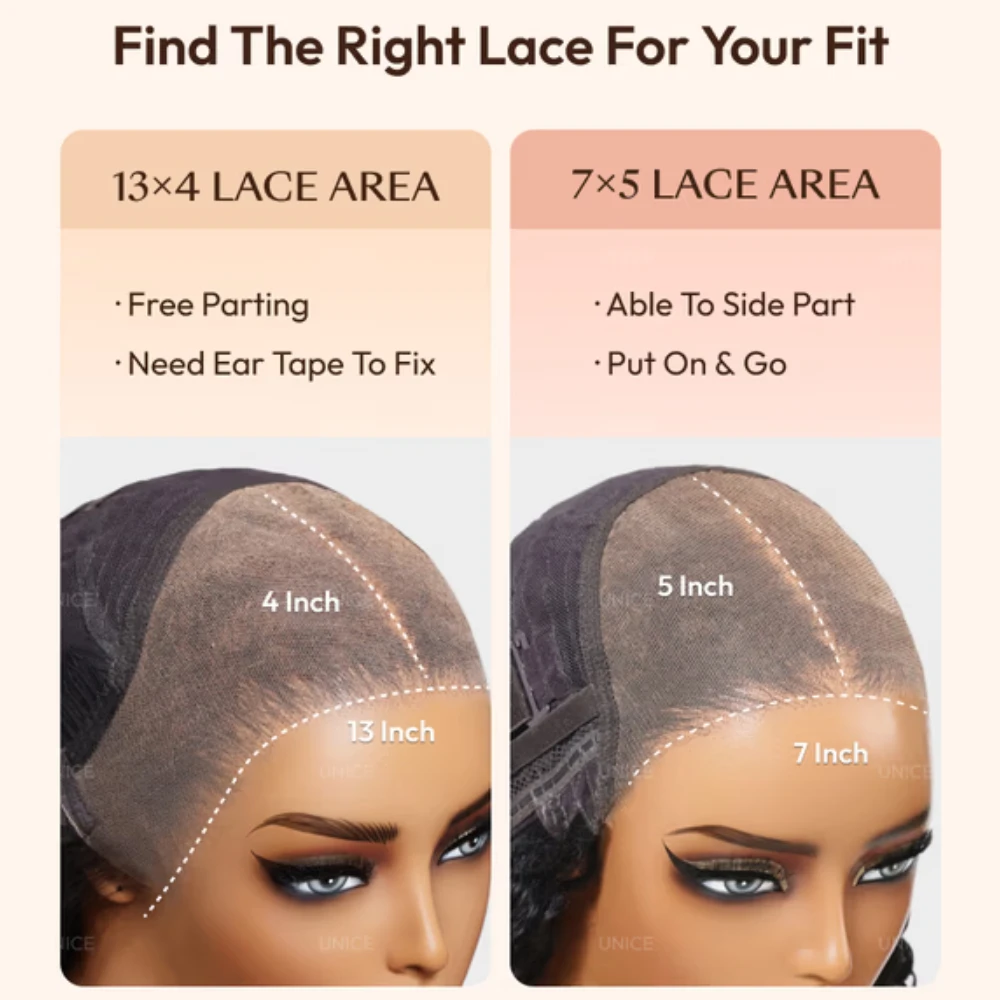 UNice 7x5 Bye-Bye Knots & 13x4 Pre Everything Honey Blonde Body Wave Wig With Drawstring Pre Cut Glueless Human Hair Lace Wig