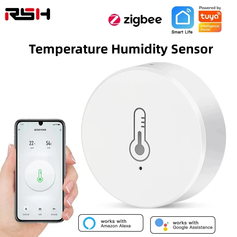 

Tuya ZigBee Temperature And Humidity Sensor Work With Alexa Google Home Smart Life App Real Time Control