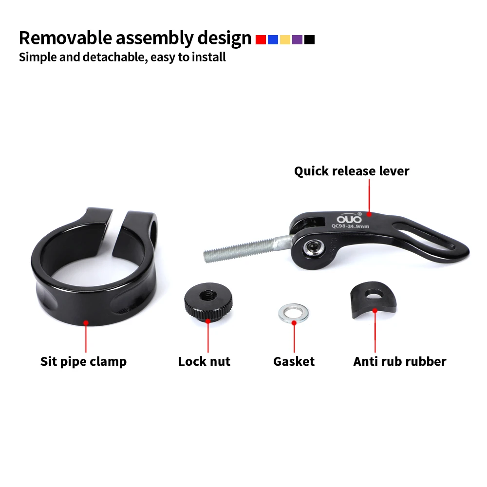 OUO Quick Release Seatpost Clamp Aluminum Bicycle Saddle Clamp 31 8 MTB 27.2 Seatpost Closure Spare Parts For Bicycle Dropship