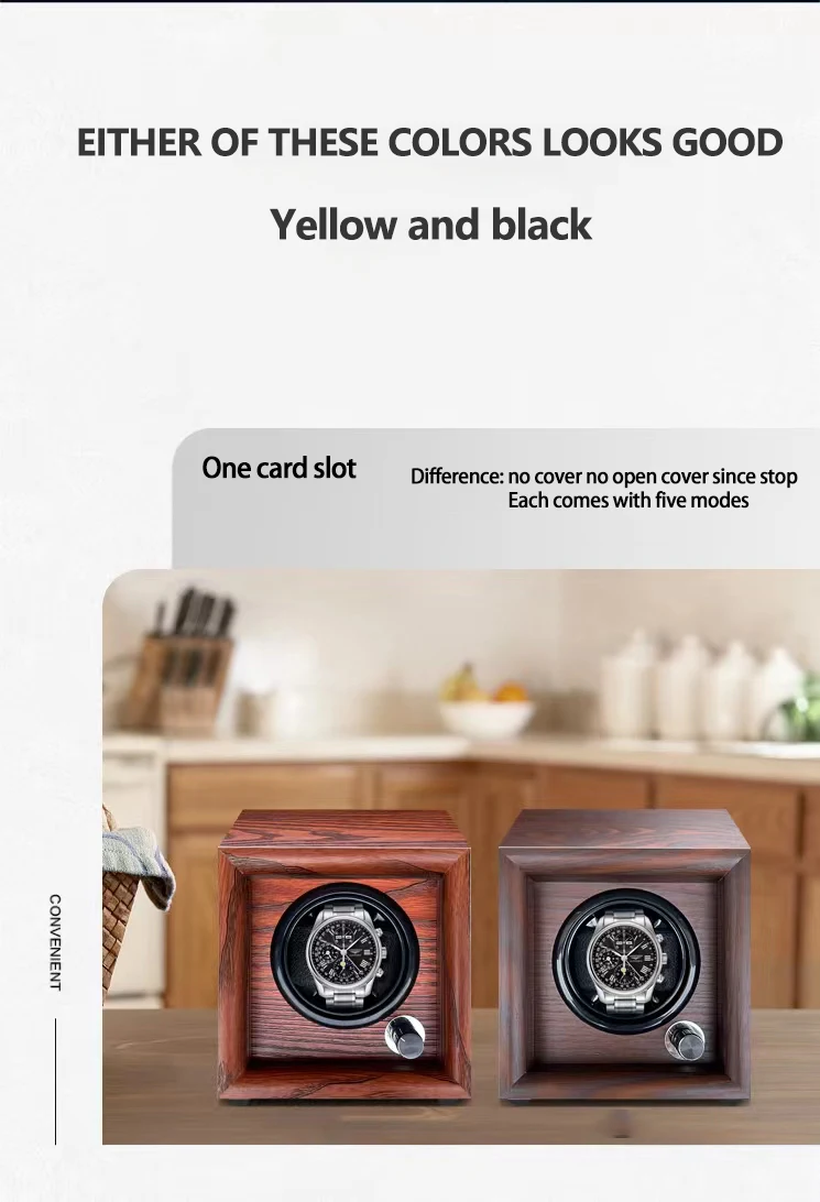 Mechanical Automatic Watch Winder Luxury Wood Watch Box Battery Installable With LED Light And Lid Sensor Watches Storage Box