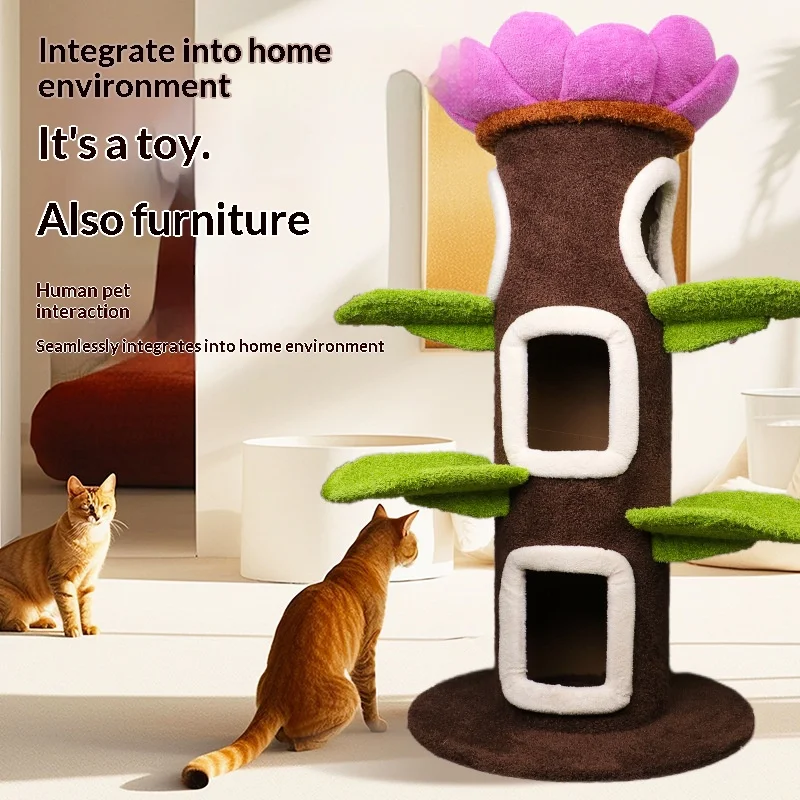 Private Label Wholesale House  Luxury cat Tree Flower House cat Scratcher Scratching Post Cat Tree