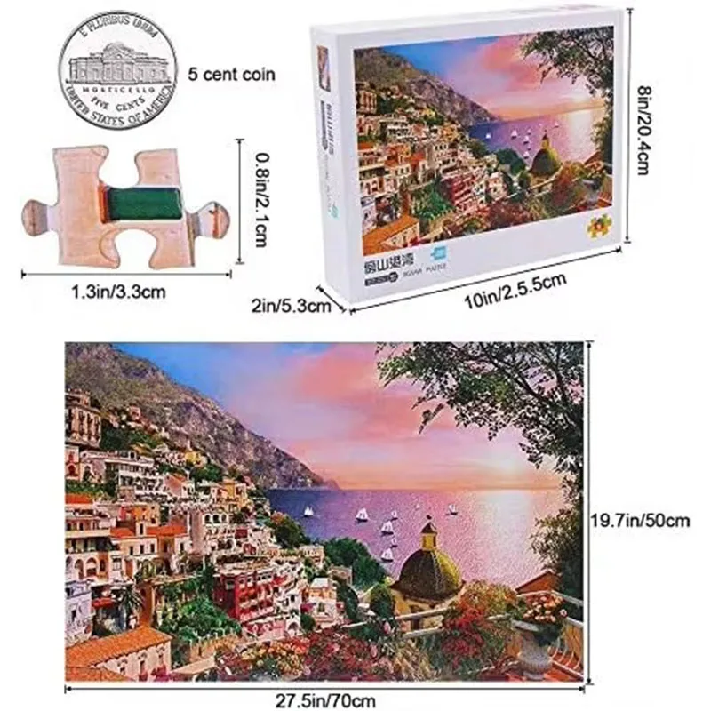 Puzzle da 1000 pezzi Romantico Dreamy Positano Puzzle di carta di grandi dimensioni per adulti Bay Castle Italia Gioco intellettuale Giocattoli Regali