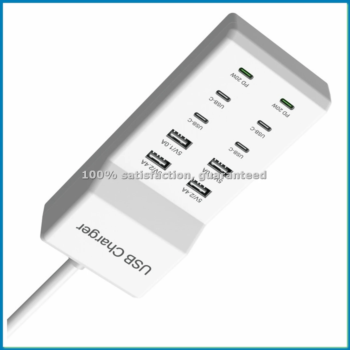 

100 Вт 10-портовая зарядная док-станция USB C Настольное быстрое зарядное устройство USB PD для нескольких устройств Быстрый USB-полос питания с вилкой стандарта США-VVNB