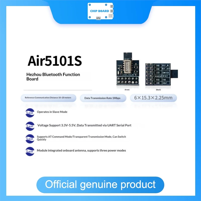 LuatOS Air5101S BLE 5.2 Dev Board, Wireless Serial Communication Module, Bluetooth Data Transfer Solution
