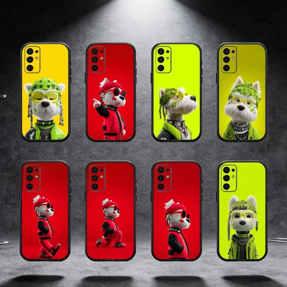 

Punk-Style Trendy Dog Phone Case For Samsung S25,S24,S21,S22,S23,S30,Ultra,S20,Plus,Fe,Note,5G Black Cover