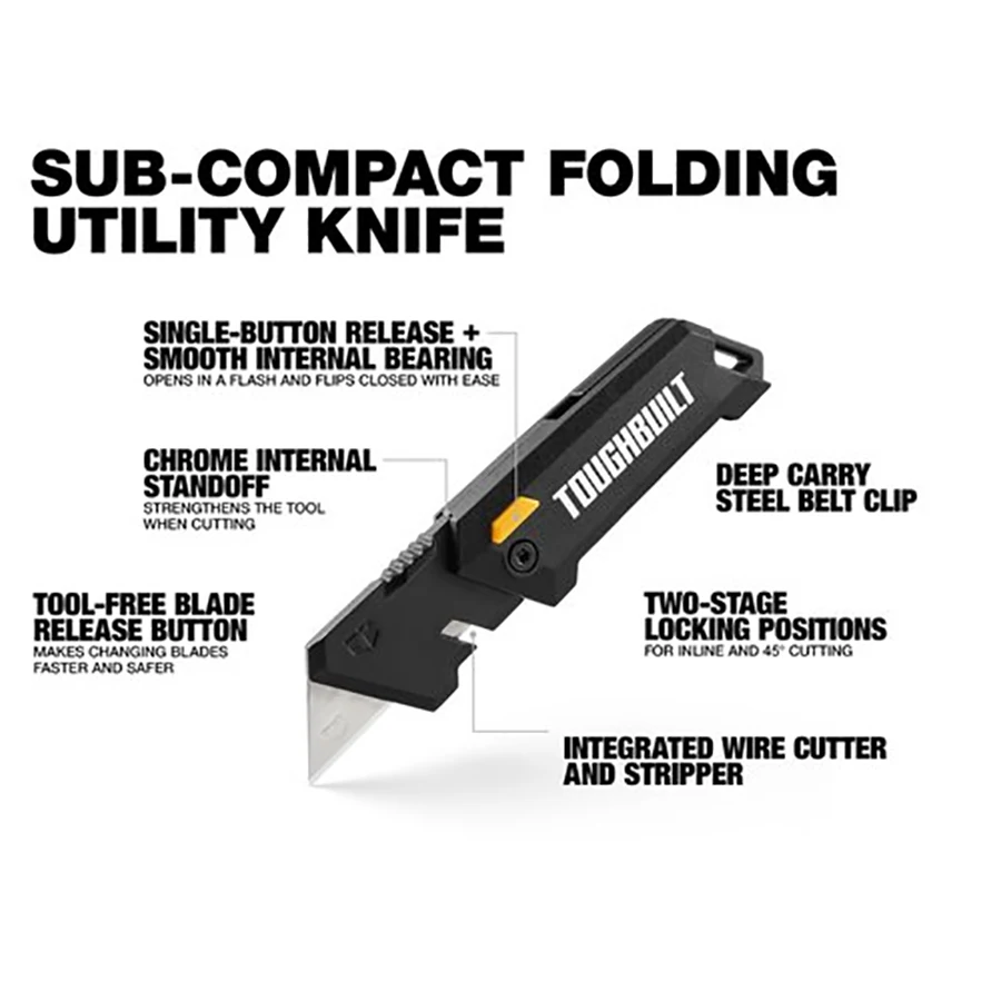 TOUGHBUILT TB-H4-12-C Sub-Compact Folding Utility Knife Household Unpacking Automatic Shrinkage Portable Pocket Knife