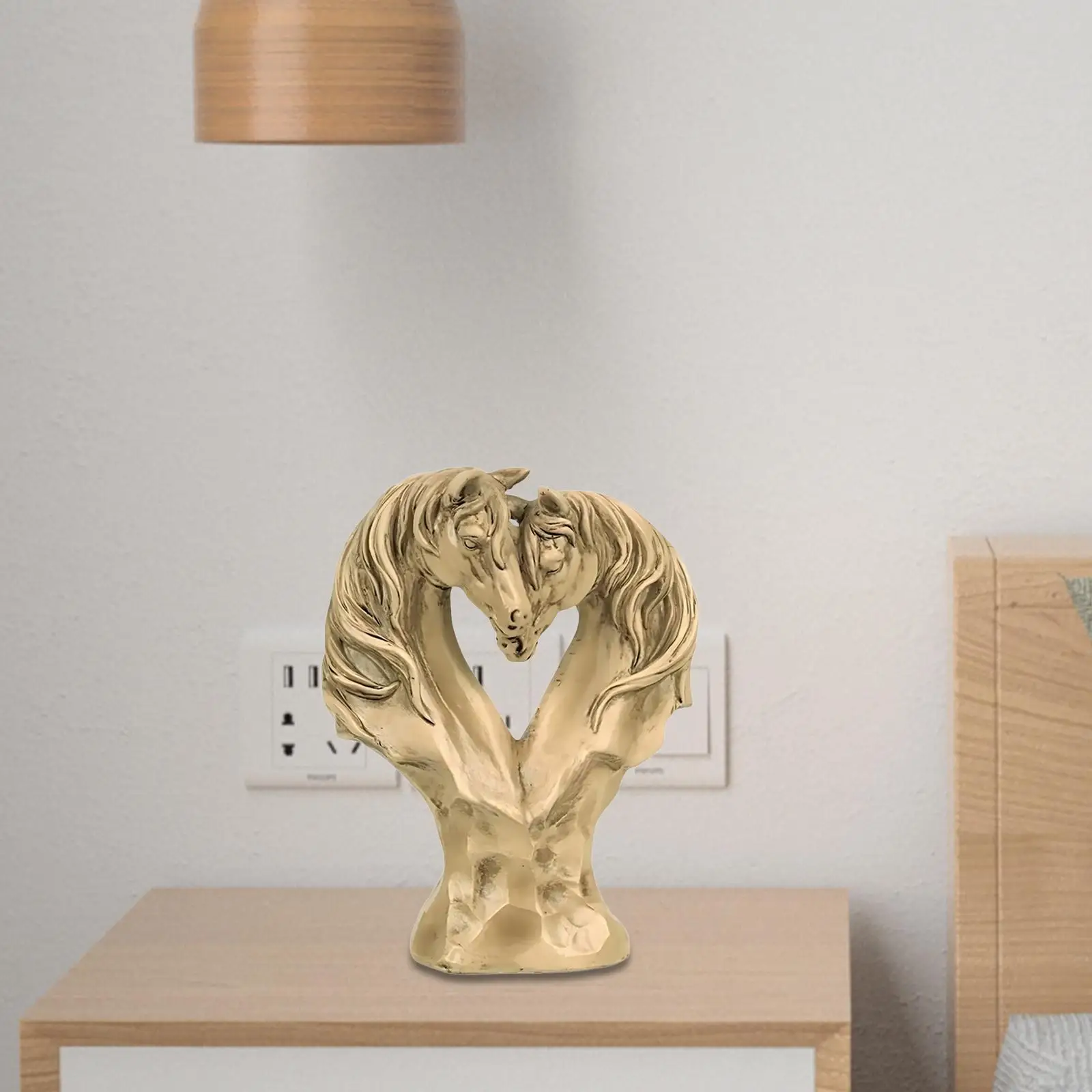 Loving Horses Figurine Animal Head Bust Statue Unique DIY Nuzzling Equine Sculpture Display Decor for Living Room Tabletop