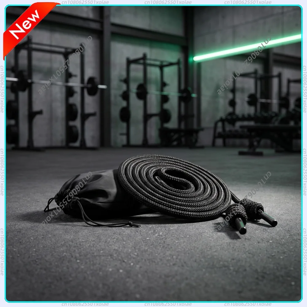 Gym Training Braided Jump Rope Adjustable 2.8-4. Double-layer Polyester Smooth Swing Cardio Workout Rope Storage Bag