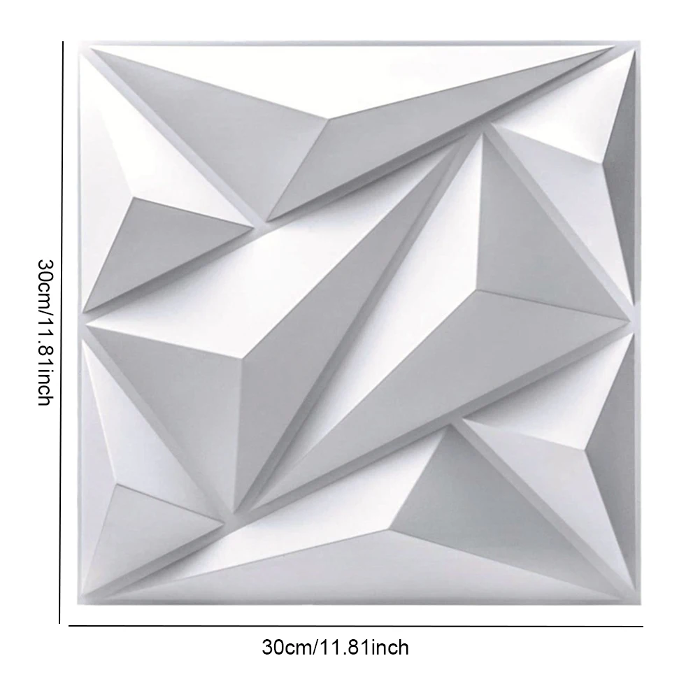 50/100 Stück strukturierte Wandpaneele mit PVC-Akzent, 3D-Wandpaneel, Diamant, 30 x 30 cm, 3D-Wandpaneele im Diamant-Design für Innenwanddekoration