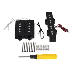 Yibuy Electric Bass Part Pickups 4-Strings Black 7.4K/6.6K w/ Screwdriver Kit