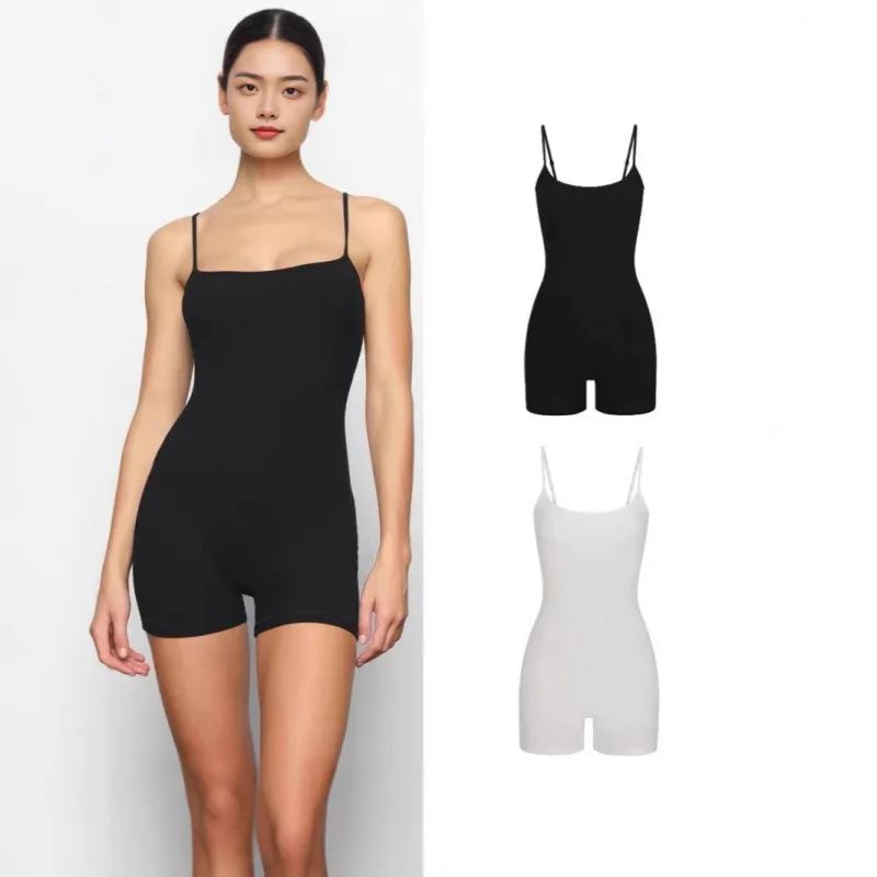

Мягкий комбинезон на бретелях для отдыха, брюки-футболка с низкой талией, брюки пятиминут, женский костюм из эластичной ткани