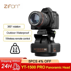 ZIFON YT-1500 PRO Automatic Motorized Rotating Panoramic Head Remote Control Pan Tilt Head w/ Mobile Phone Clip for Camera/Phone