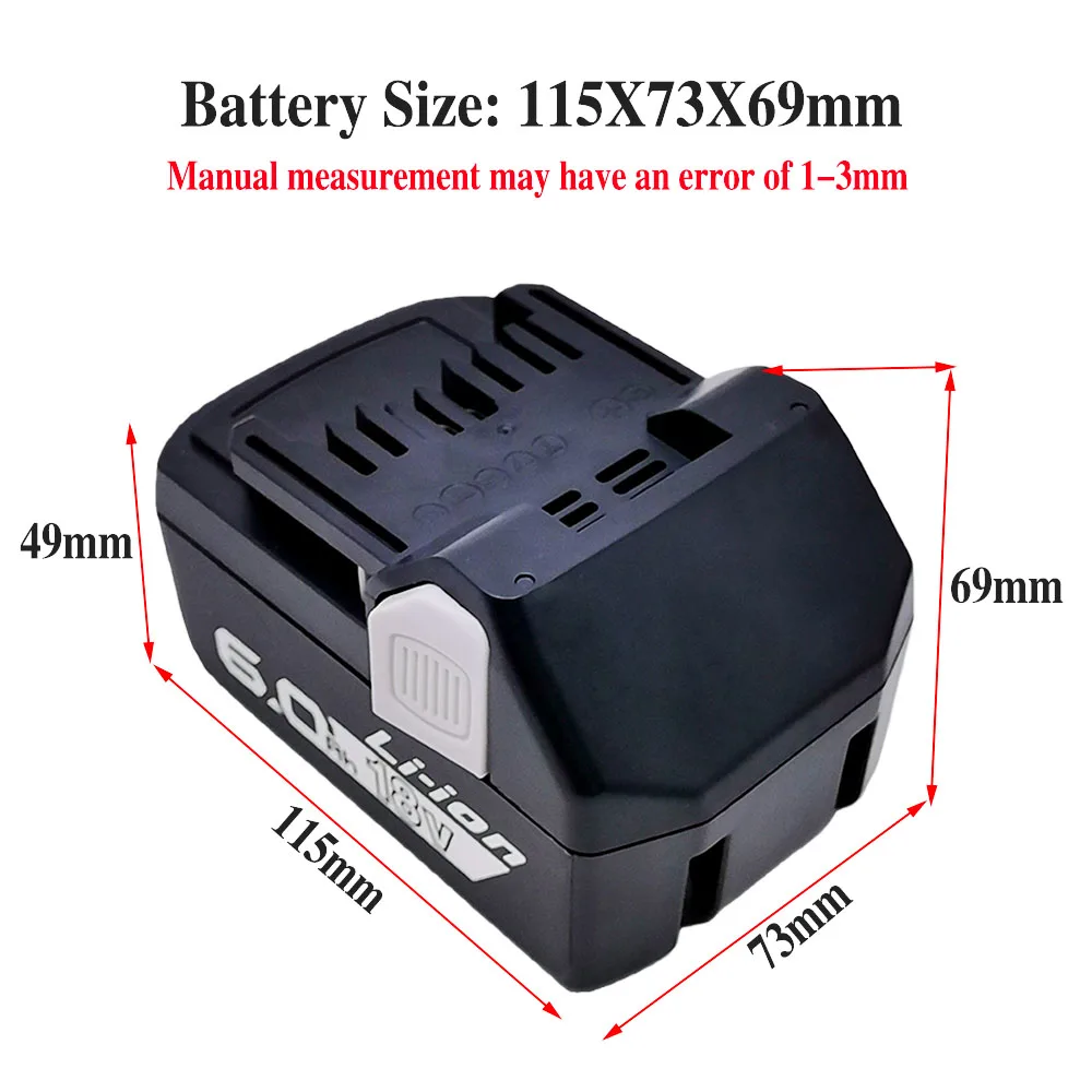 2026 new For Hitachi 18V 6000mAh Li-ion Battery Cordless Power Tools for BSL1850 BSL1860 BCL1815 EBM1830 BSL1840