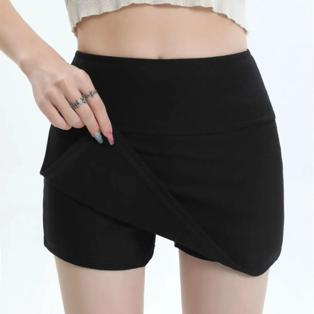 Side Slit Women's A-line Culottes Y2K Asymmetric Mini Shorts Skirt Spicy Girl Style Sports Style Skirt with Safety Shorts