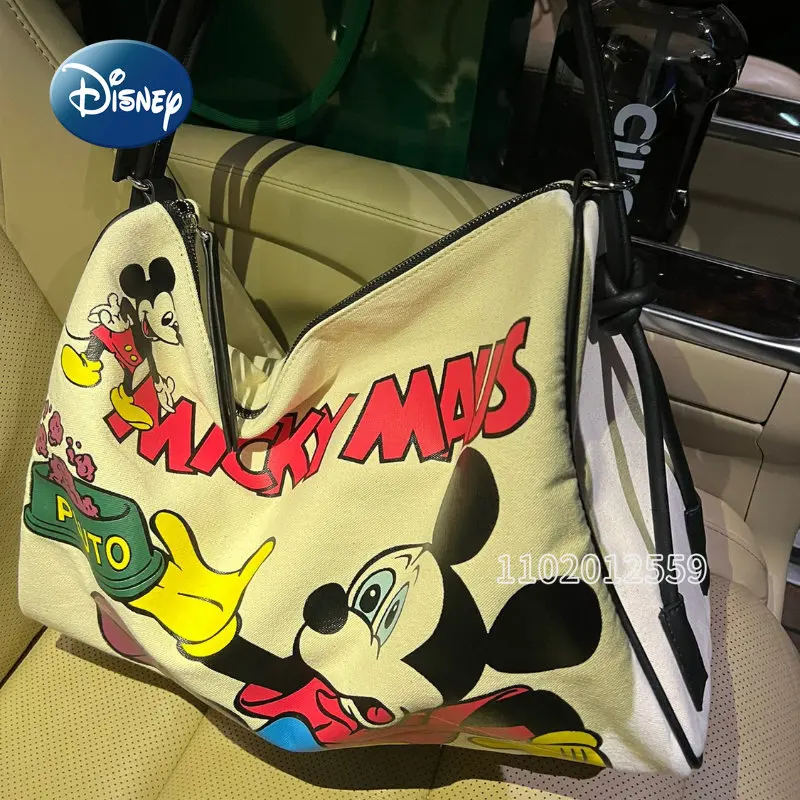 Disney Mickey New Women\'s Travel Bag Cartoon Fashion Women\'s Travel Handbag Large Capacity Canvas One Shoulder Crossbody Bag