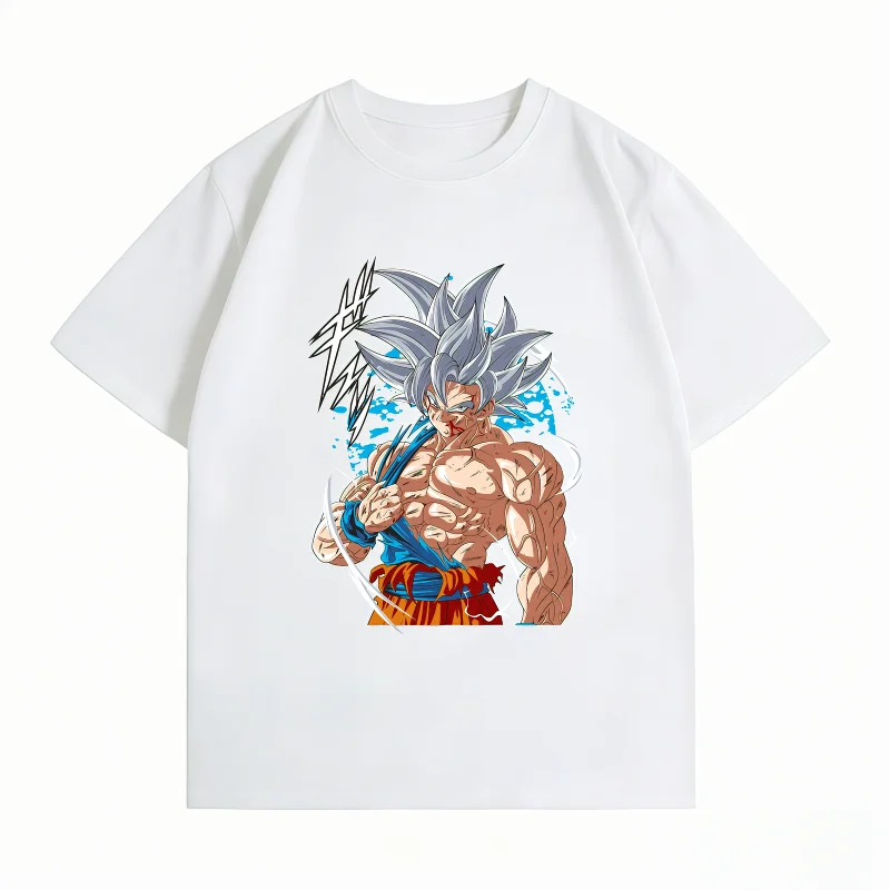 Men's Clothing New 100% Cotton Breathable Summer T-Shirt Bandai Dragon Ball Goku Ultra Instinct Print Casual Streetwear Mens Top
