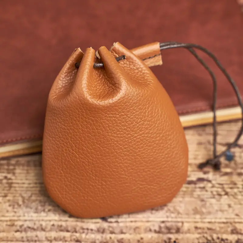 Vintage Coin Purse Men Women Genuine Leather Casual Small Coin Wallet Hard Leather Money Pocket Drawstring Storage Bag NUPUGOO - Image 10