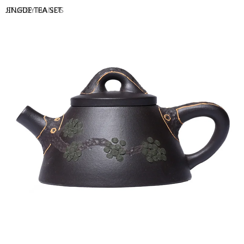 14.2x7.8cm Handmade Purple Clay Pot Original Mine Black Mud Overlord Stone Ladle Tea Cup Kung Fu Tea Set