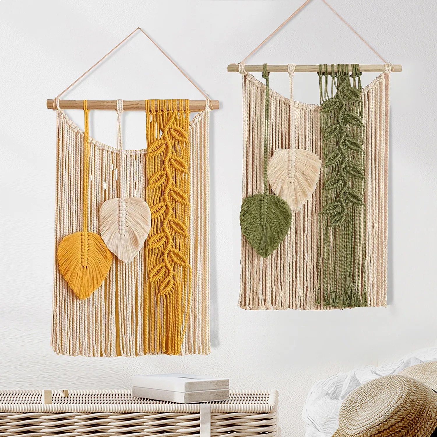 Handmade Woven Wall Tapestry Boho Home Decor for Living Room Bedroom Dorm Decorative Tassel Hanging Ornament