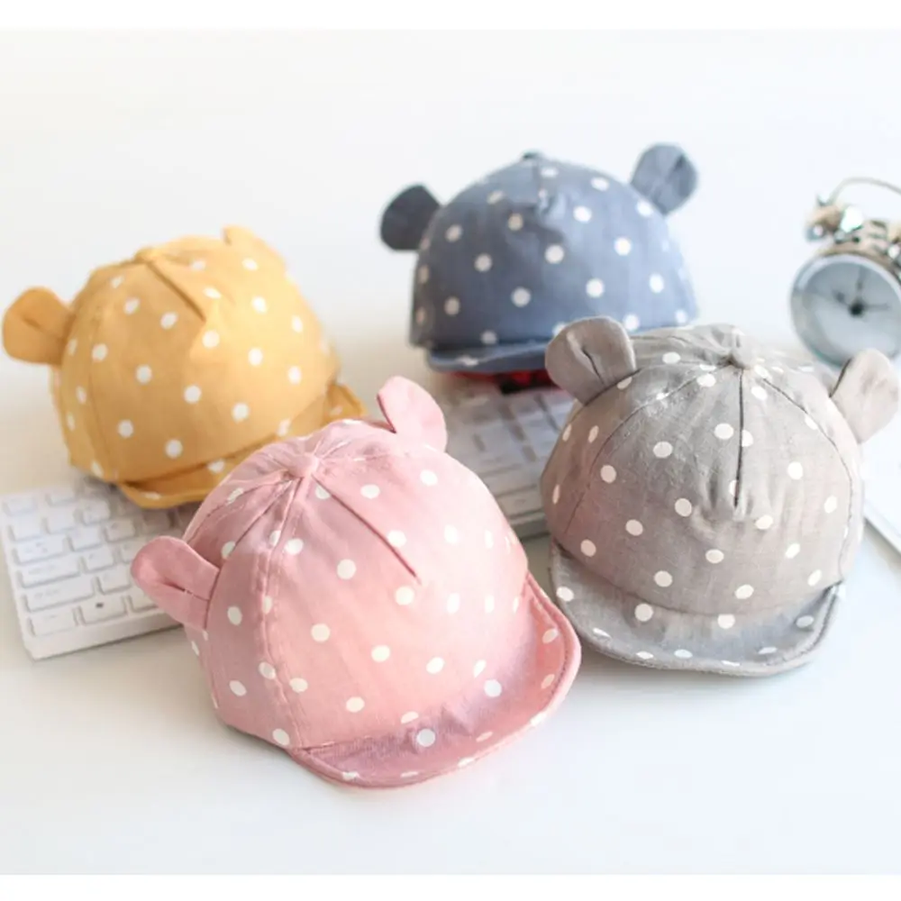 

Casual For 6-24Months Outdoor Panama Cap Children Sun Hat Dot Beach Caps Baby's Baseball Hat Rabbit Ear Cap