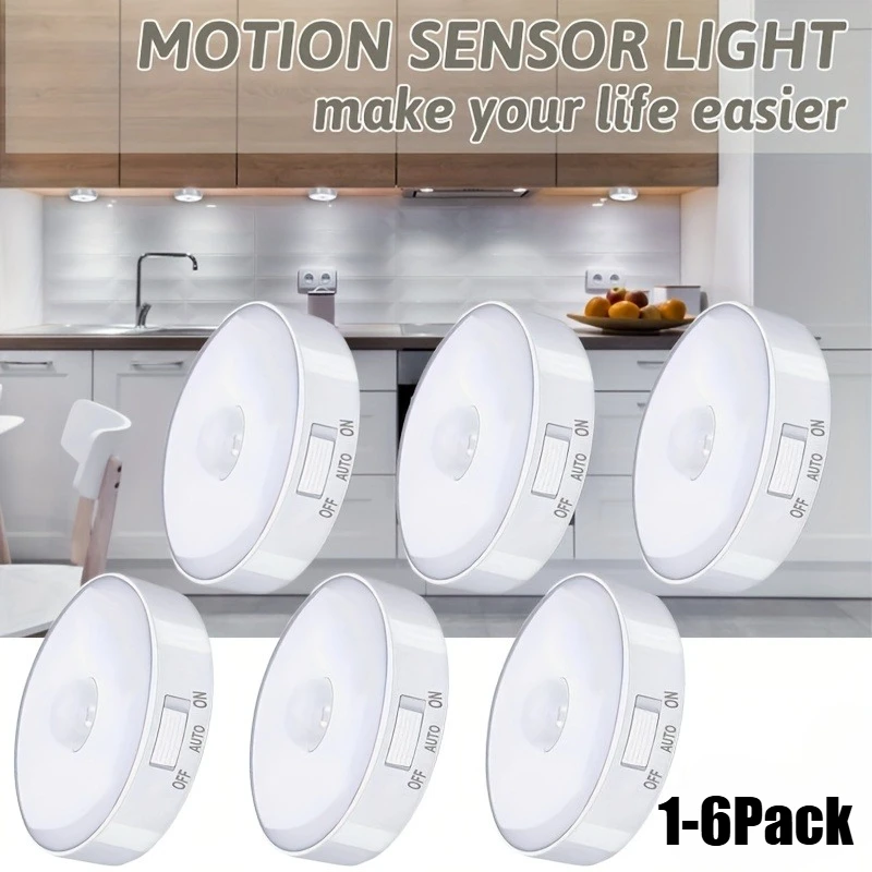 Motion Sensor Light USB Rechargeable Night Light LED Lamp for Kitchen Bedroom Stairs Hallway Cabinet Closet Wardrobe Nightlight